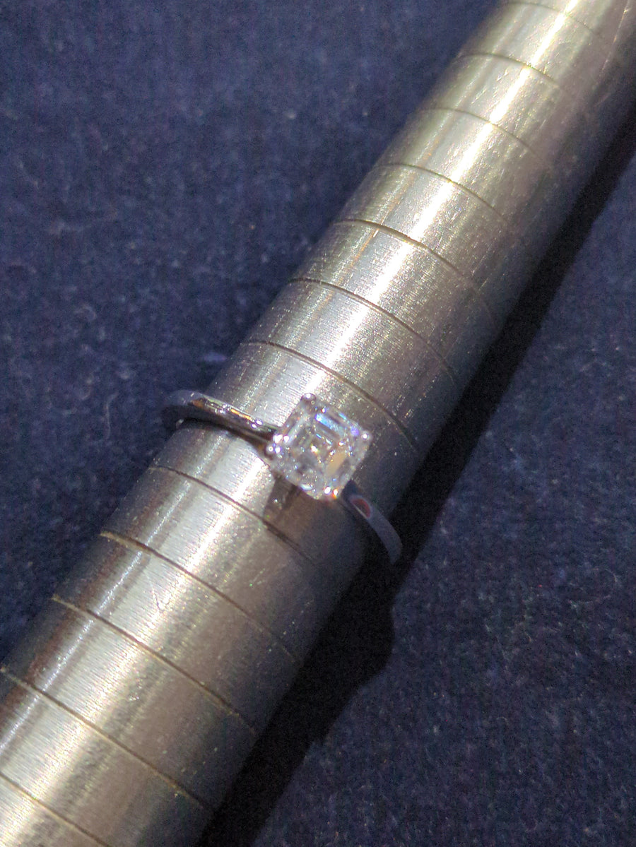 Platinum Asscher Cut Diamond (1.11ct D Si1) Solitaire Ring