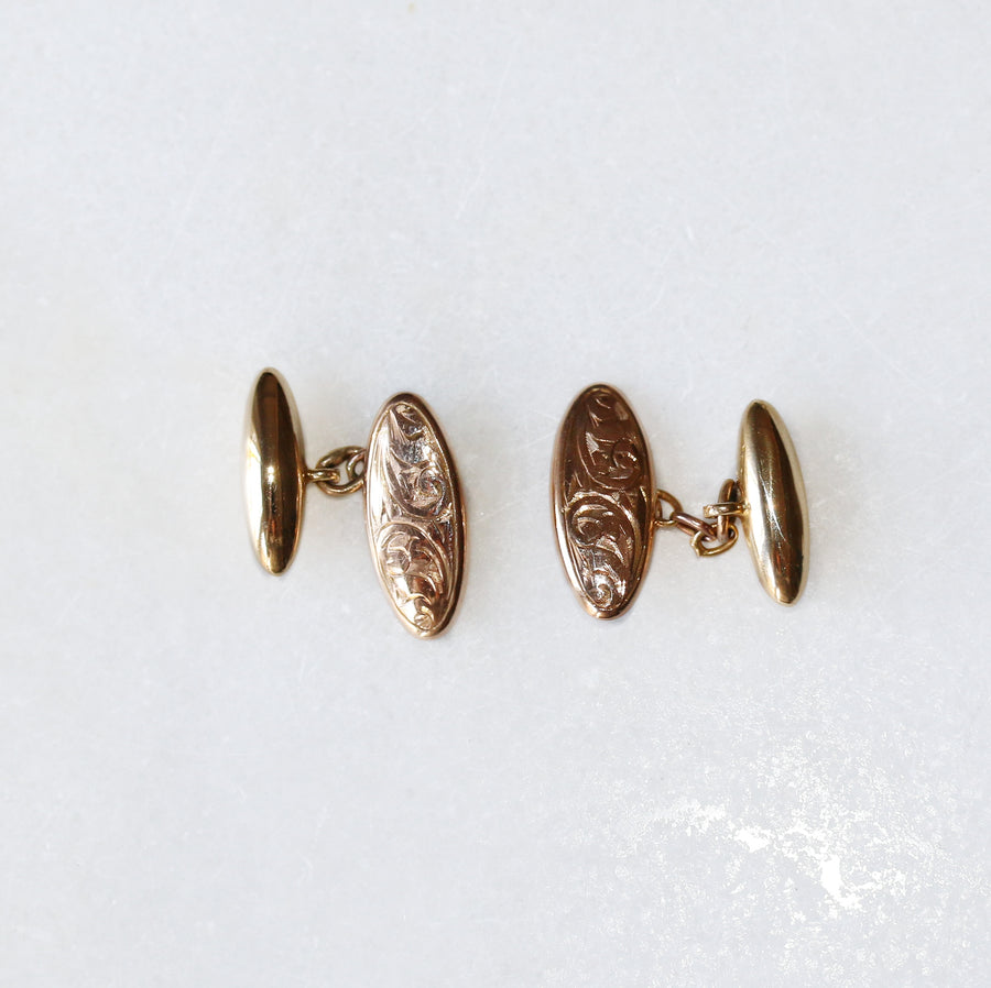 9ct Yellow Gold Antique Engraved Cufflinks