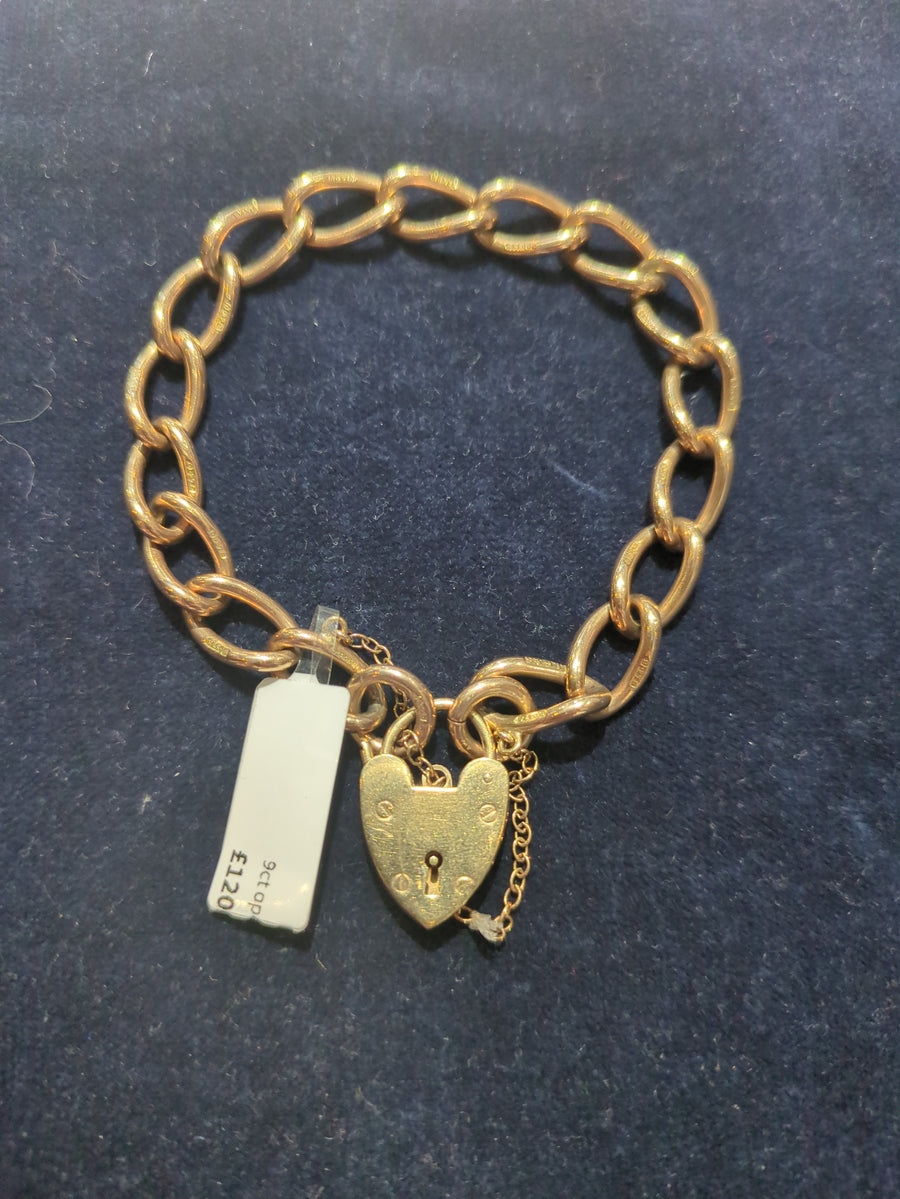 9ct YG Open Curb Link Bracelet