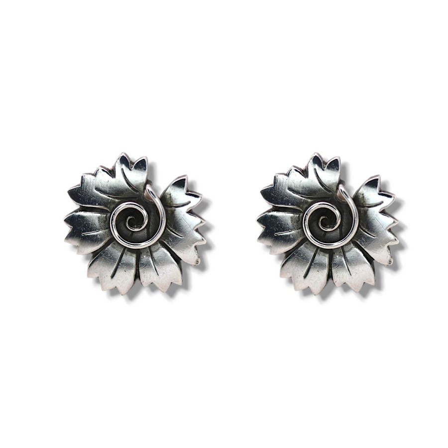 Jensen 102 Earrings Silver Clip On