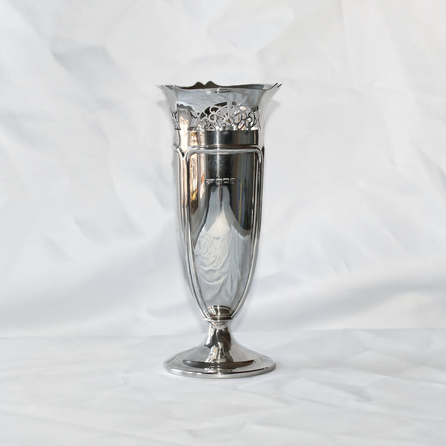 Antique Silver Art Nouveau Tall Vase