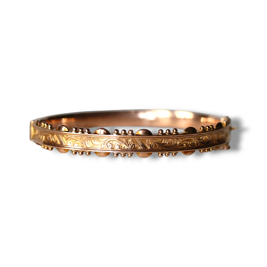 9ct Rose Gold Engraved Bangle
