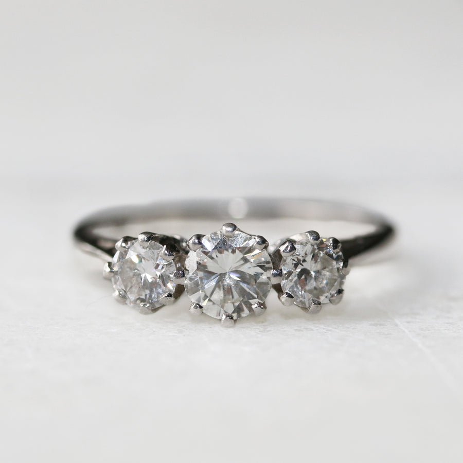 Vintage Platinum Diamond Three Stone Ring