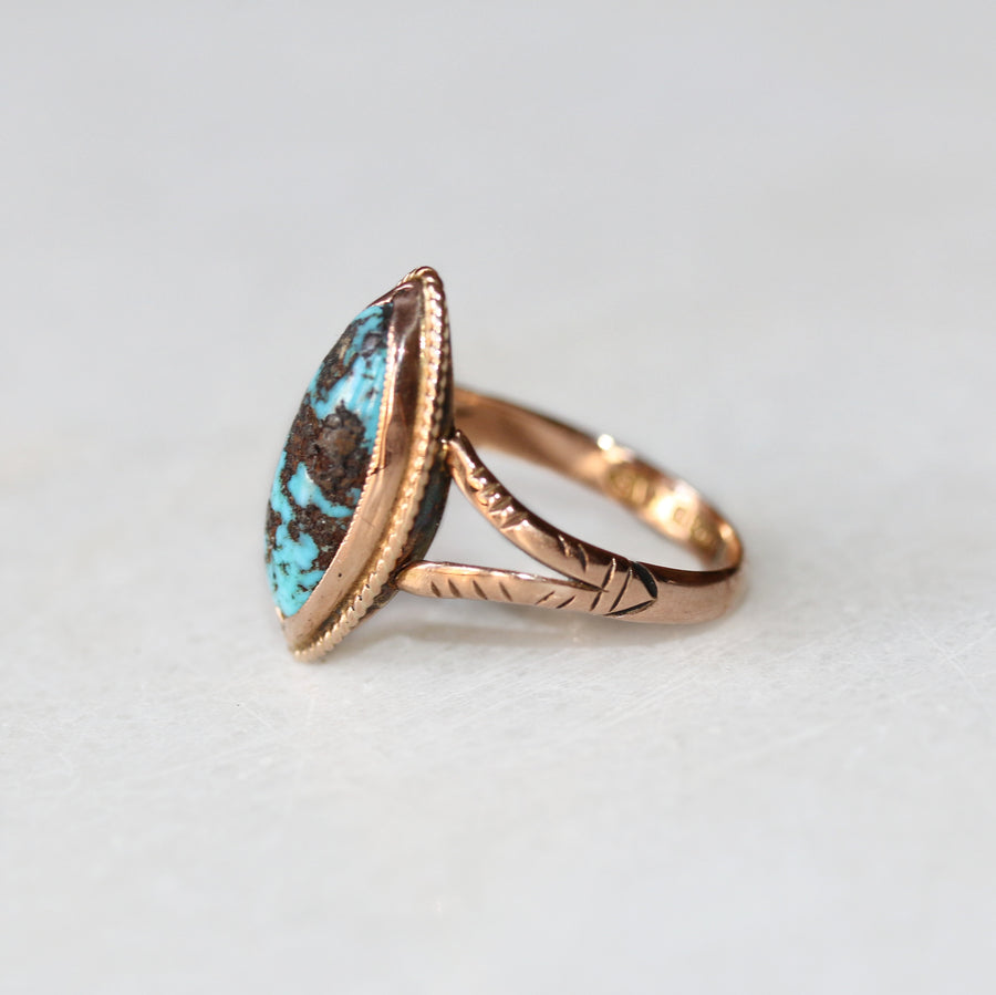 9ct Rose Gold Turquoise Dress Ring