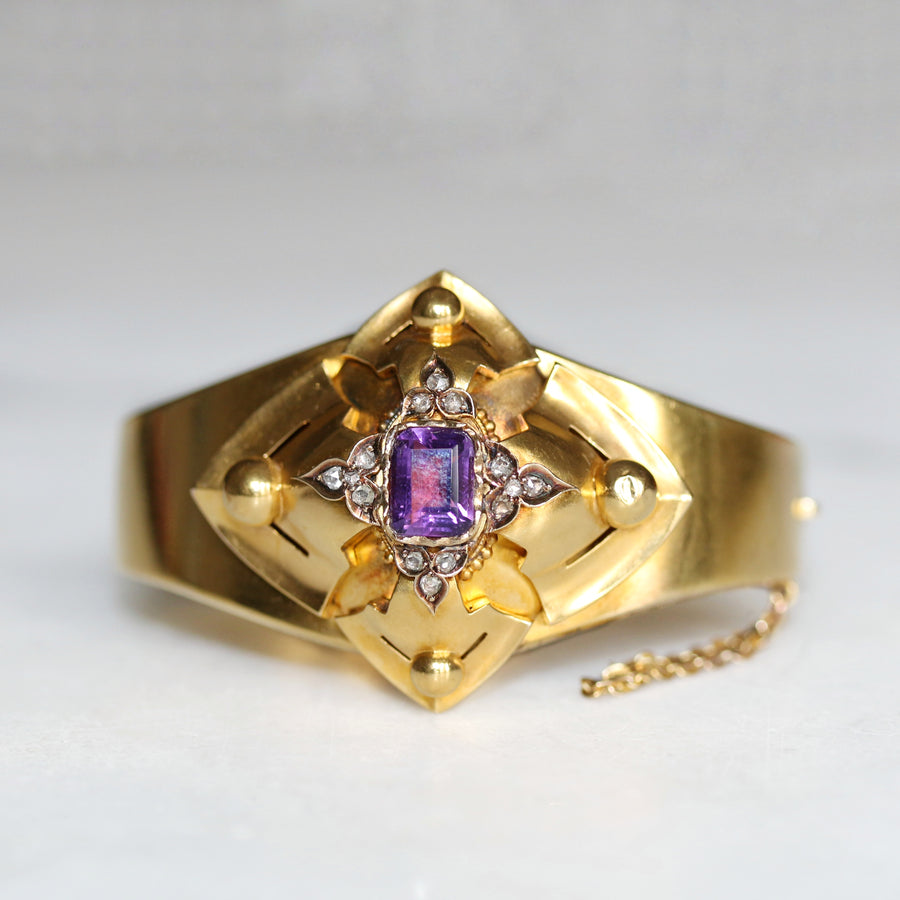Antique Amethyst & Diamond Cuff Bangle