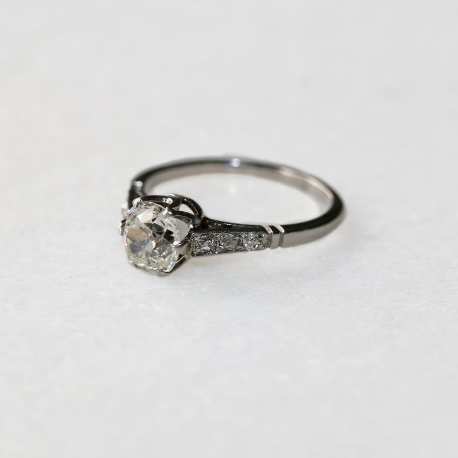 1ct Deco Diamond Solitaire Ring