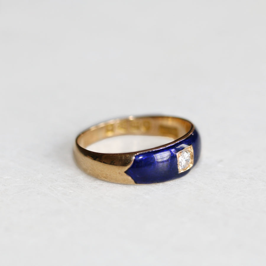 Chester 1900 Blue Enamel Diamond Set Ring