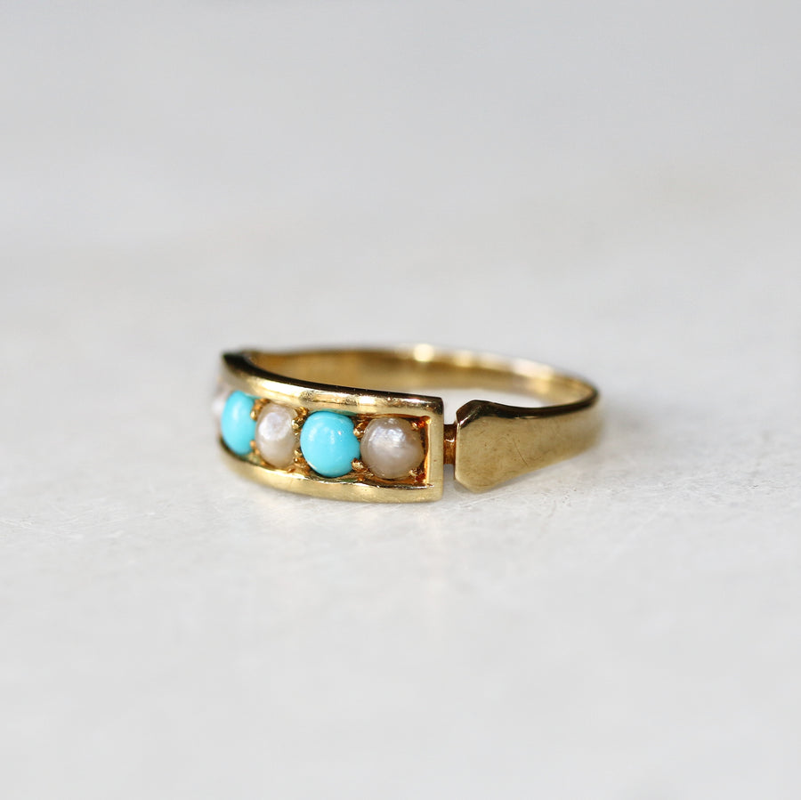 18ct Yellow Gold Turquoise & Pearl Dress Ring
