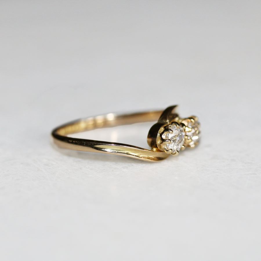Antique Old Cut Diamond Toi Et Moi Ring