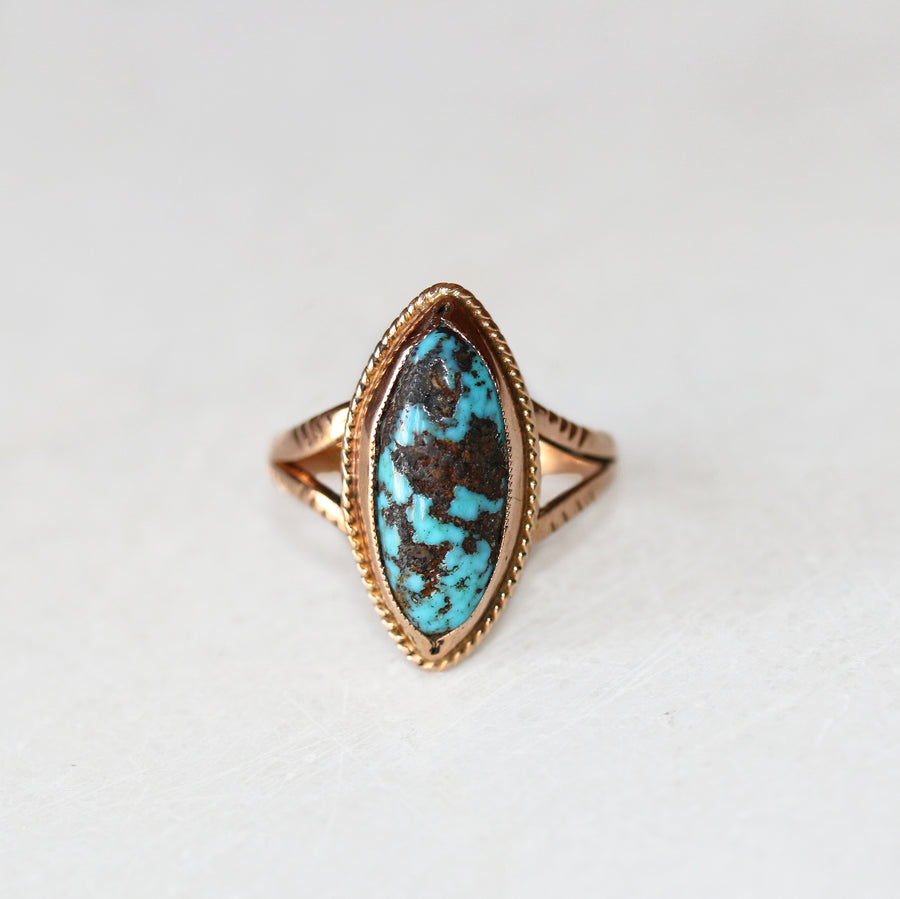 9ct Rose Gold Turquoise Dress Ring