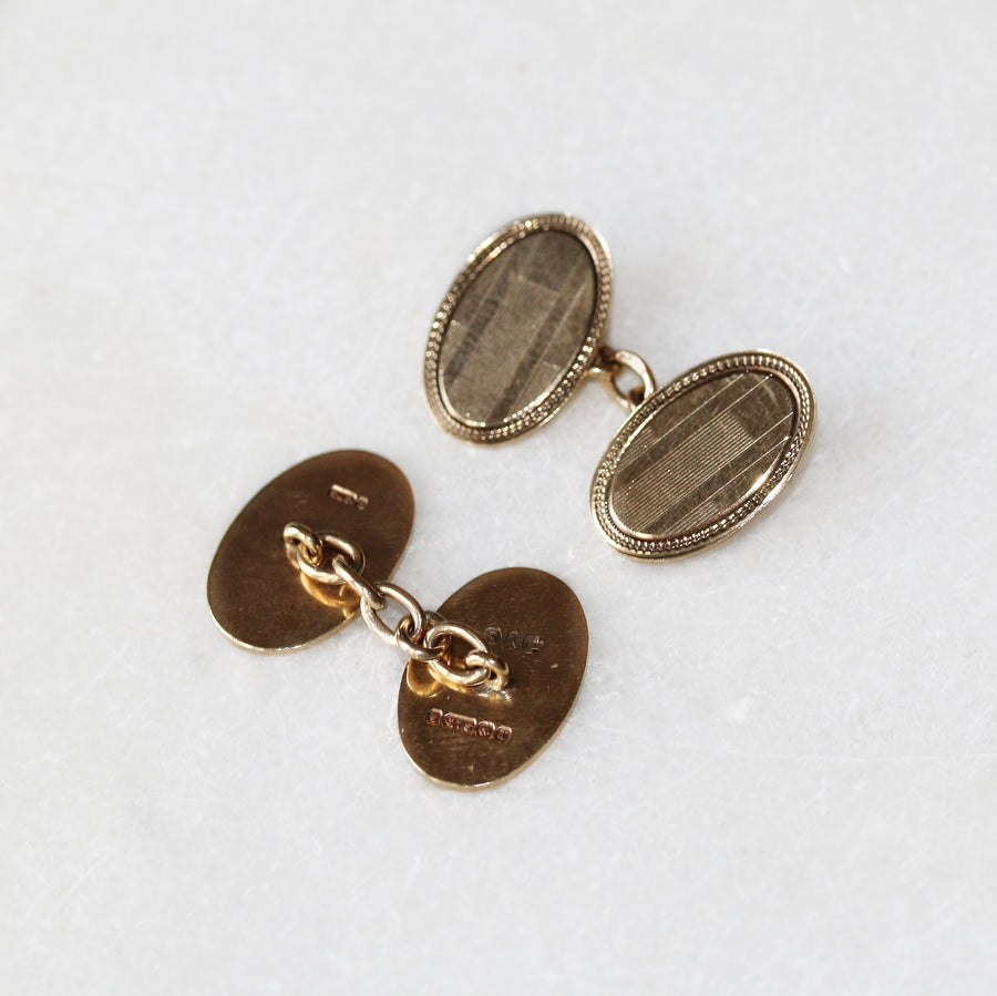 9ct Yellow Gold Oval Cufflinks