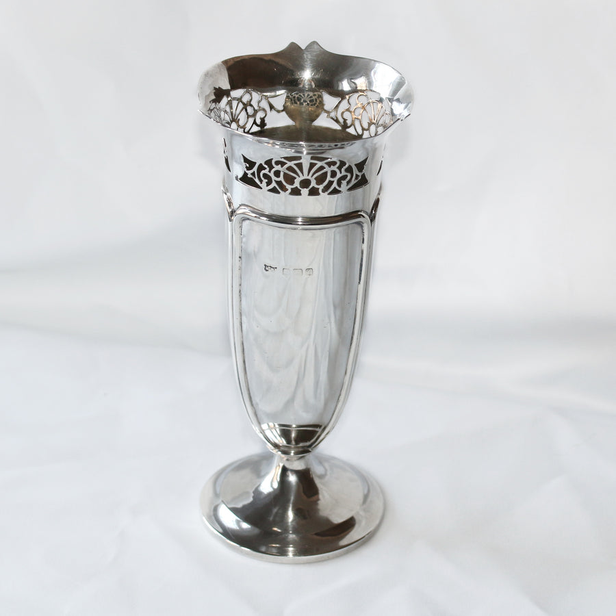 Antique Silver Art Nouveau Tall Vase