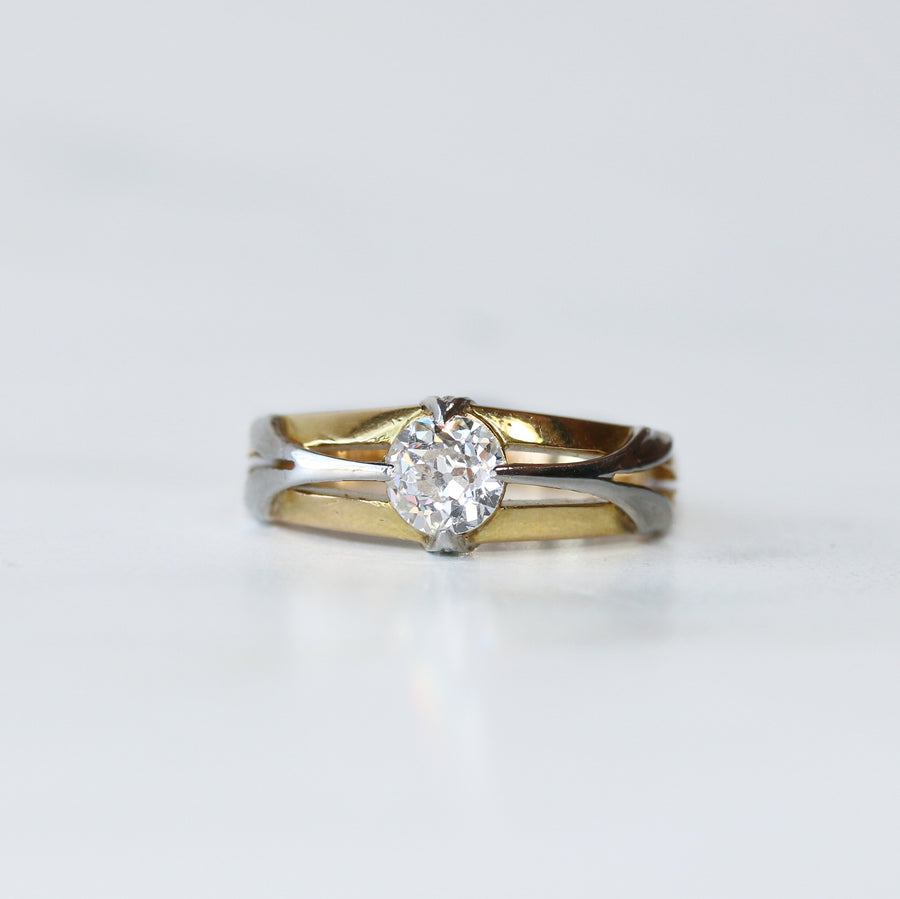0.80ct Art Nouveau Diamond Two-Tone Ring