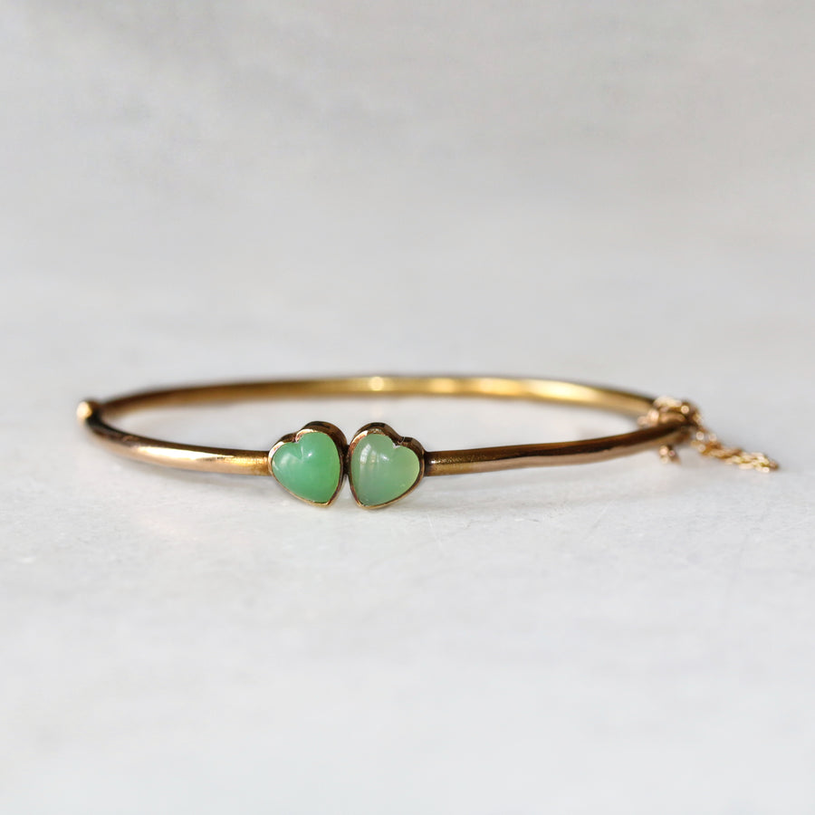 15ct Yellow Gold Chrysoprase Bangle