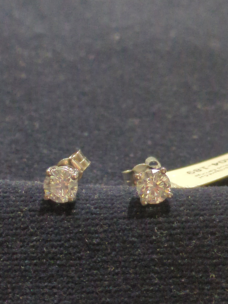 Platinum Claw Set Round Brilliant Cut Diamond (0.80ct G VS) Stud Earrings