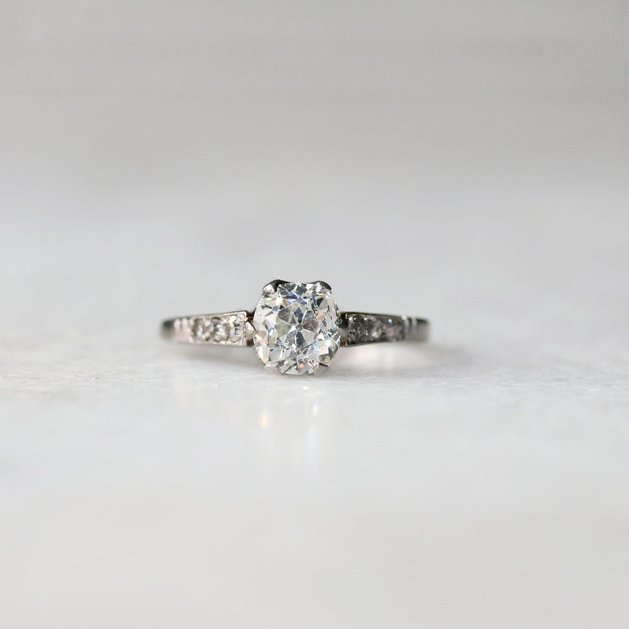 1ct Deco Diamond Solitaire Ring