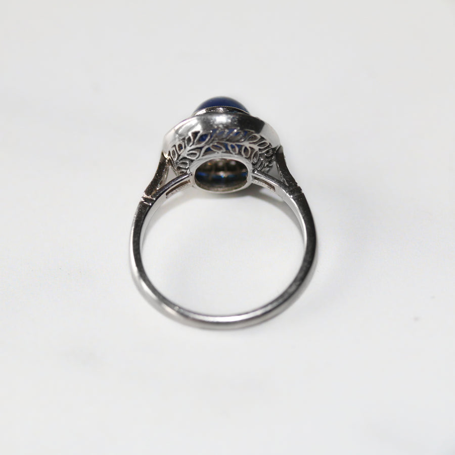 Platinum 3.70ct Sapphire & Diamond Spiral Ring