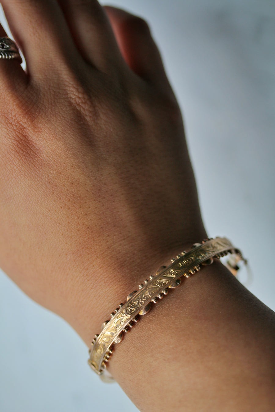 9ct Rose Gold Engraved Bangle