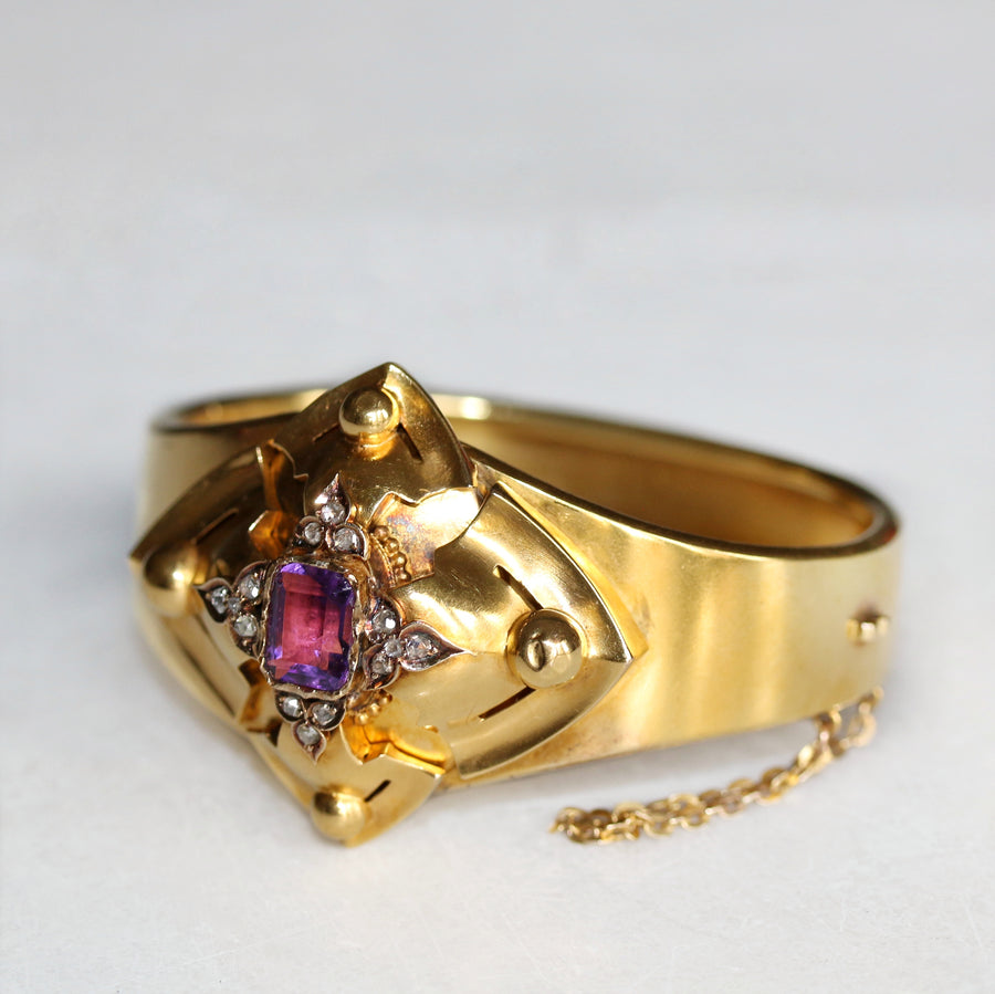 Antique Amethyst & Diamond Cuff Bangle