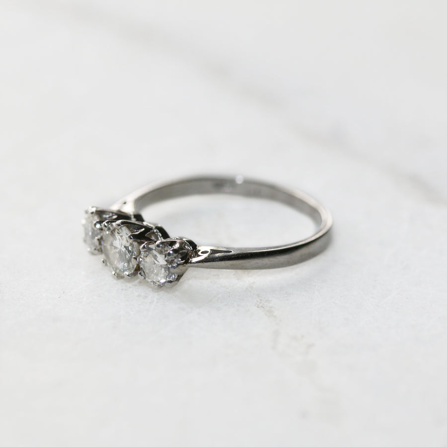 Vintage Platinum Diamond Three Stone Ring