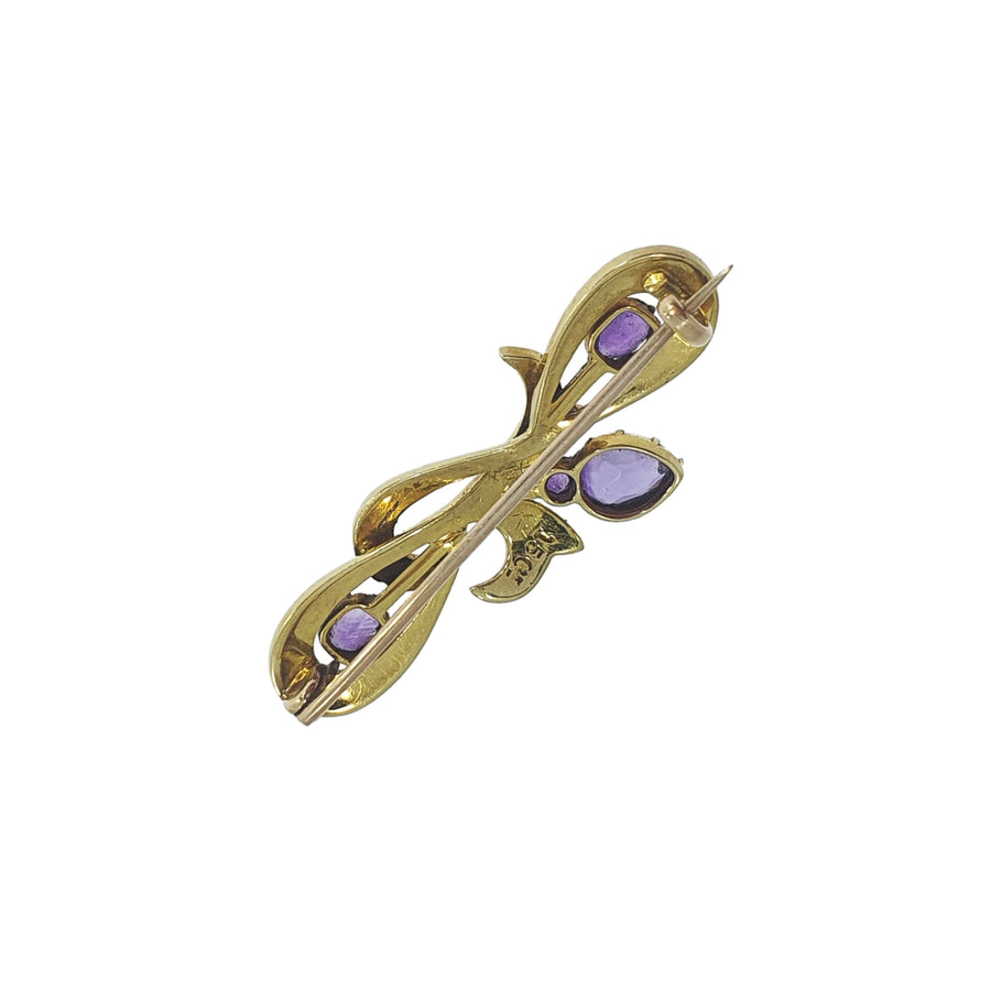 Edwardian Seed Pearl & Amethyst Brooch