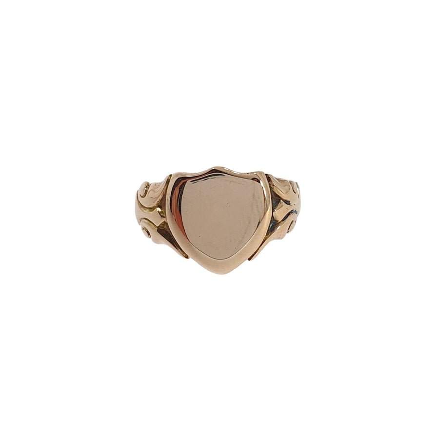9ct Rose Gold Shield Shaped Signet Ring