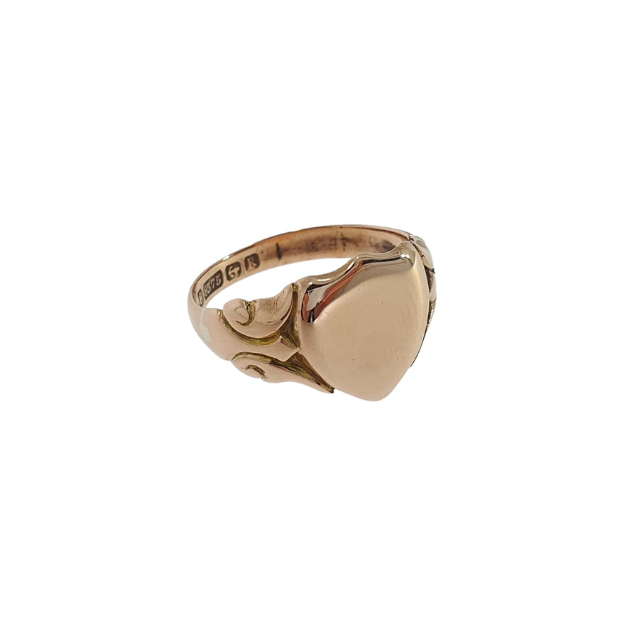 9ct Rose Gold Shield Shaped Signet Ring