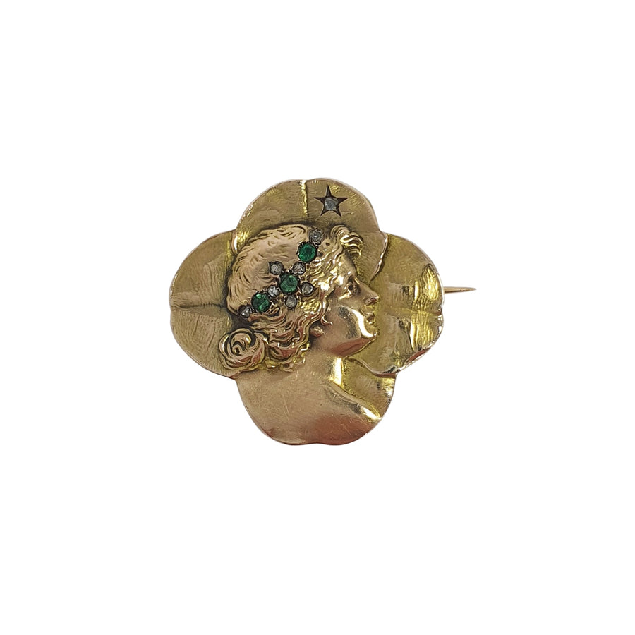 Emerald & Diamond Maiden Brooch