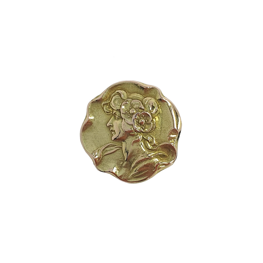 Art Nouveau Gold Maiden Brooch