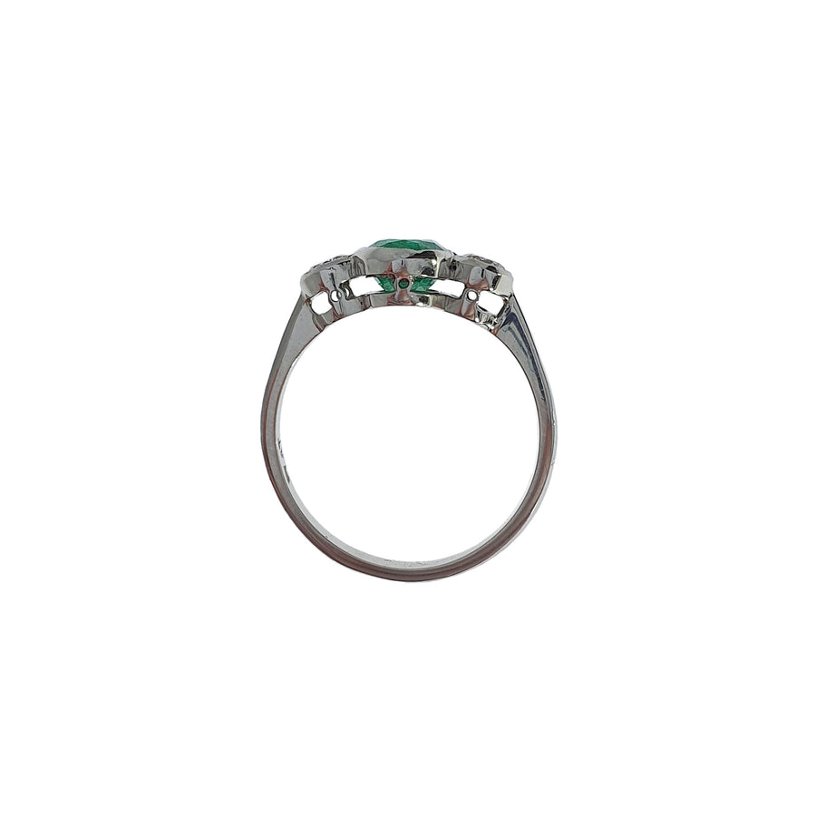 Emerald & Diamond Three Stone Ring