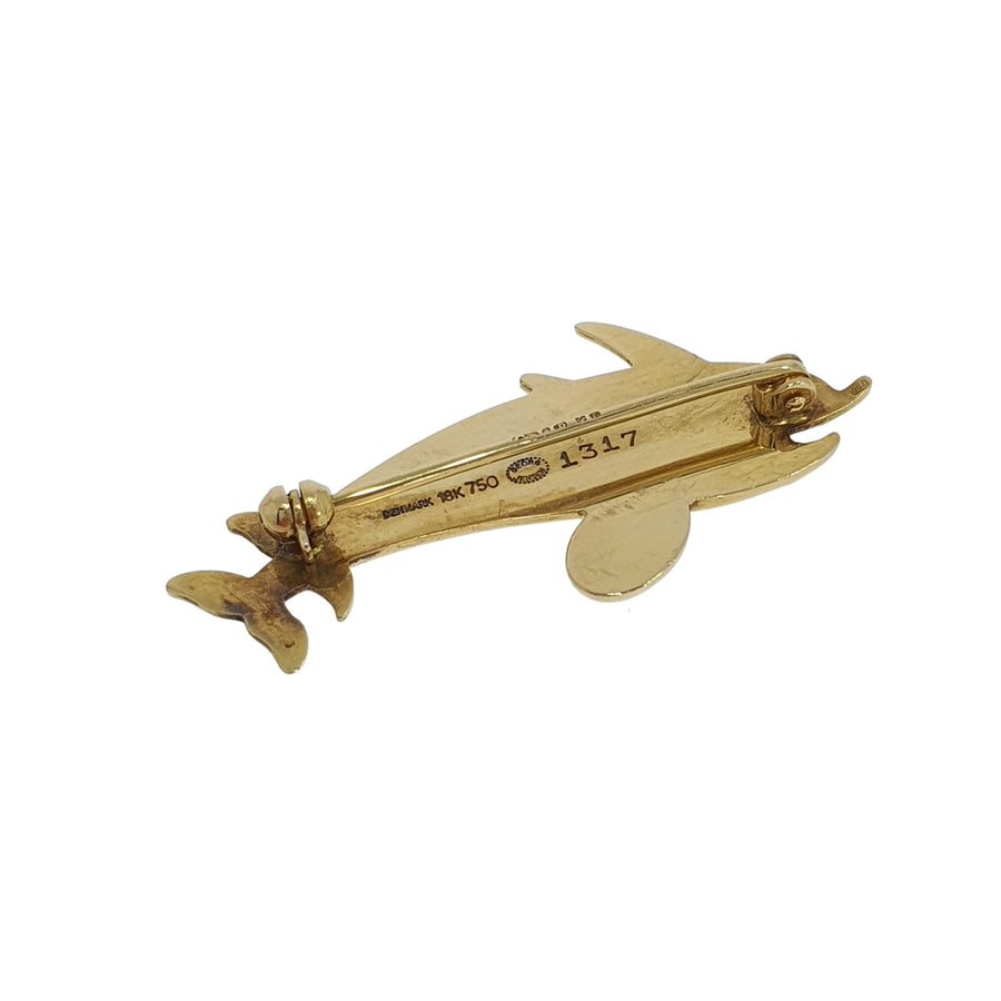 18ct Georg Jensen Dolphin Brooch #1317