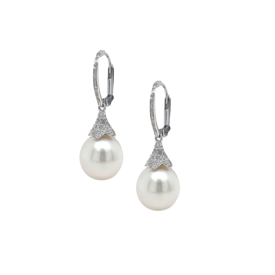 Diamond & Pearl Drop Earrings