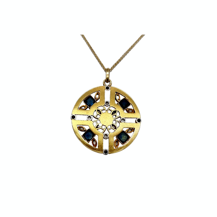 Edwardian Sapphire Pearl & Diamond Pendant