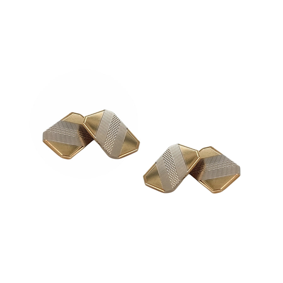 9ct Yellow Gold Bi-Colour Cufflinks