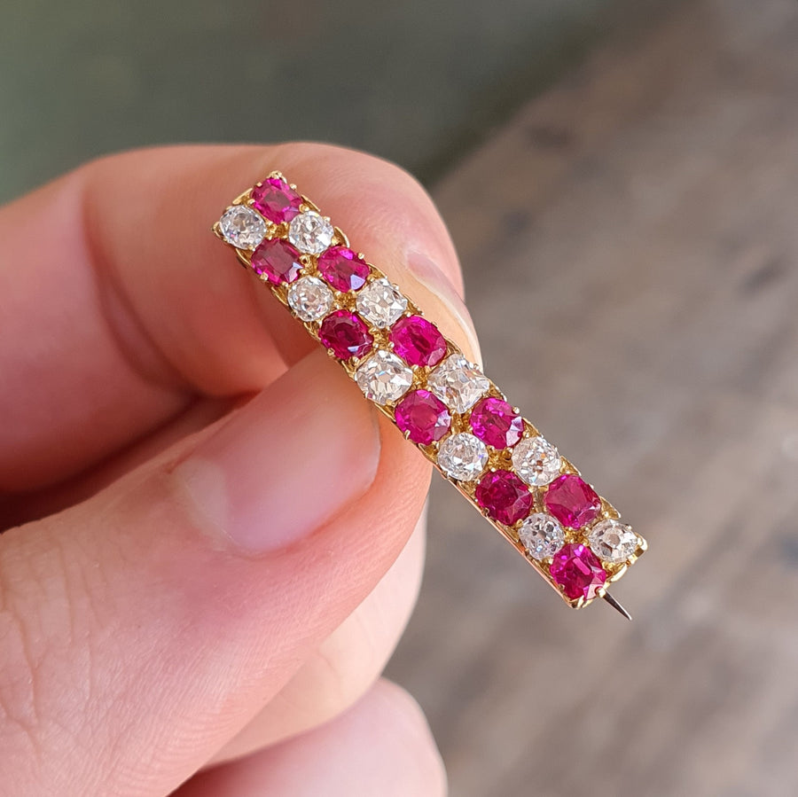 Art Deco Ruby & Diamond Brooch