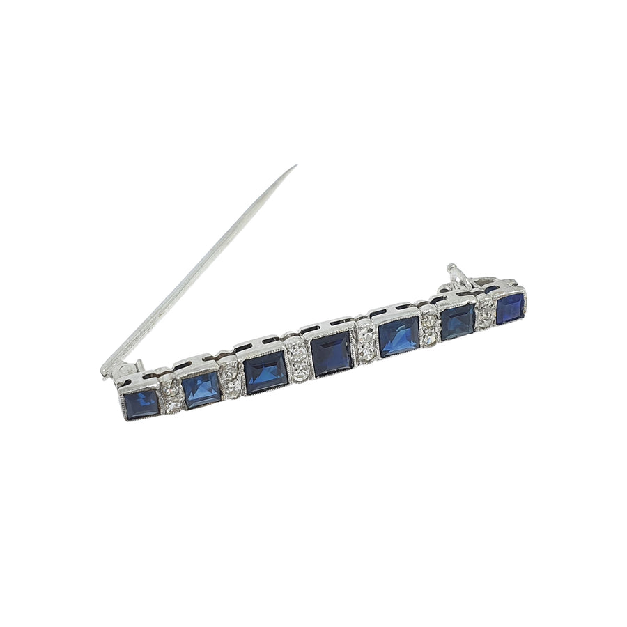 Sapphire & Diamond Bar Brooch