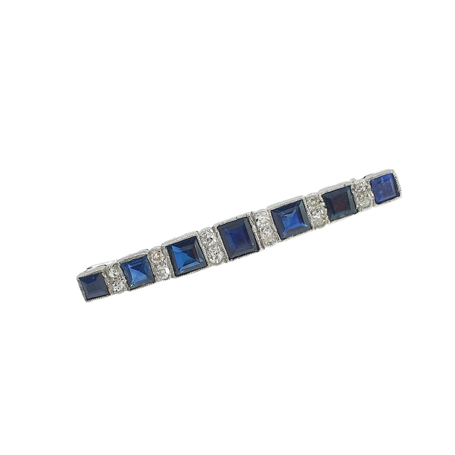 Sapphire & Diamond Bar Brooch