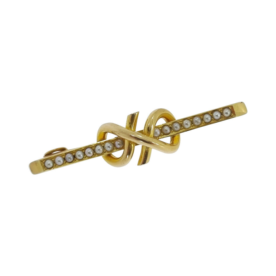 Victorian Knot Style Pearl Brooch