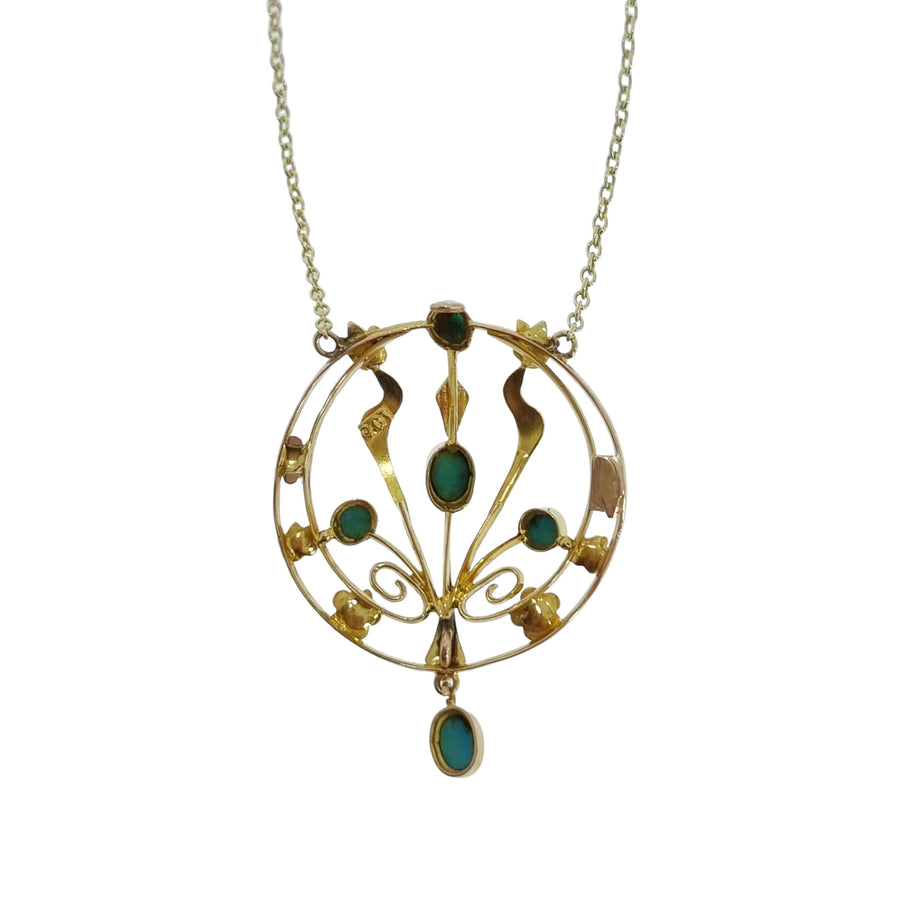 Edwardian Turquiose & Pearl Pendant