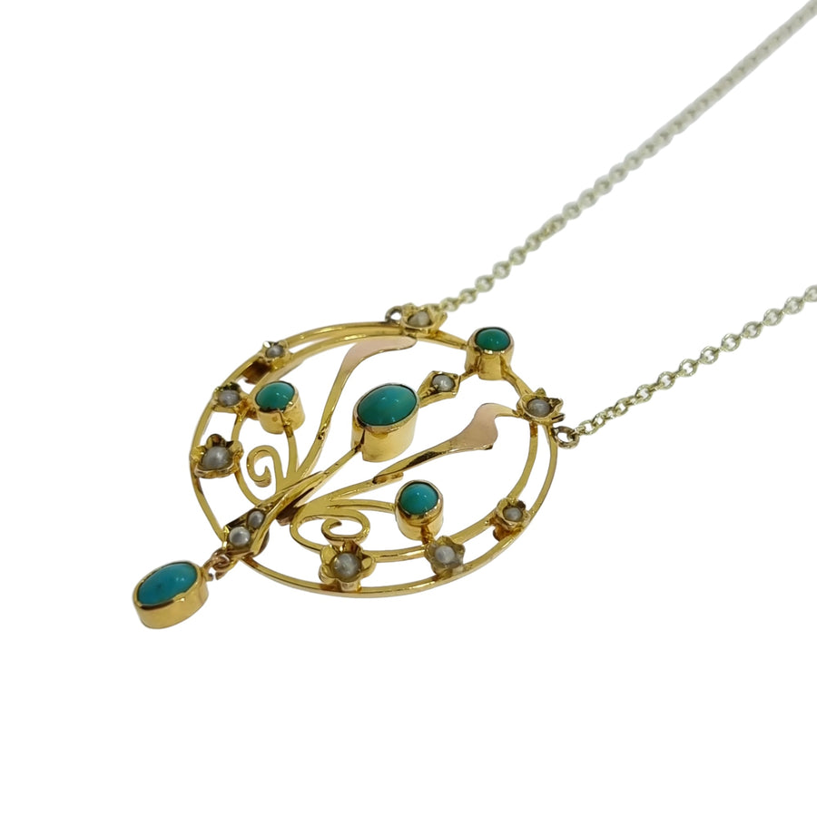 Edwardian Turquiose & Pearl Pendant