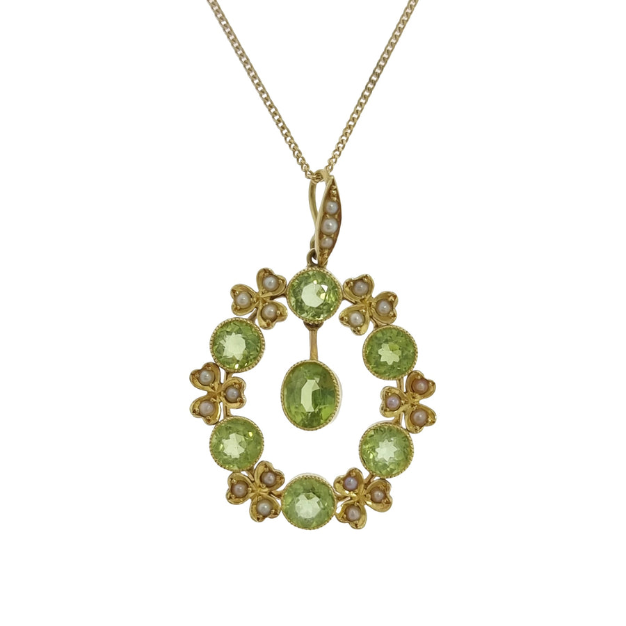 Edwardian Peridot & Seed Pearl Pendant