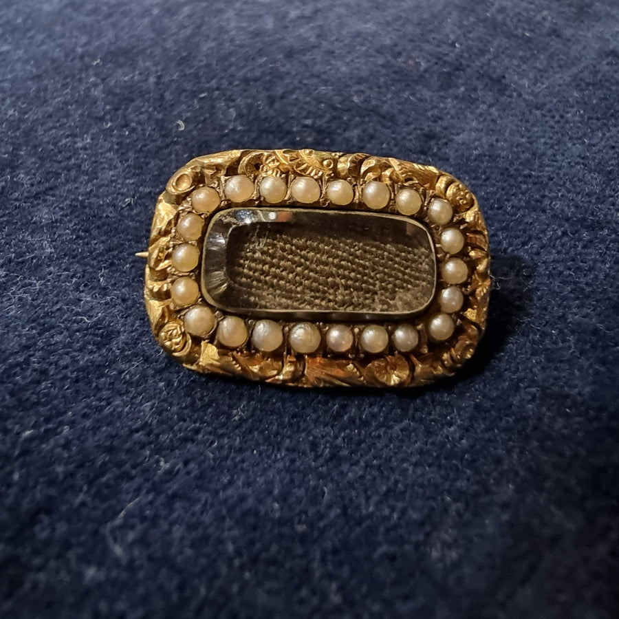 Seed Pearl Mourning Brooch