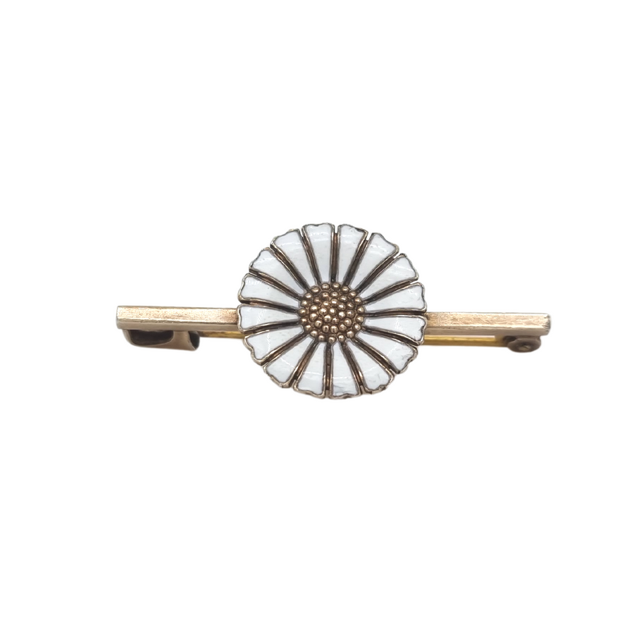 White Enamel Daisy Brooch
