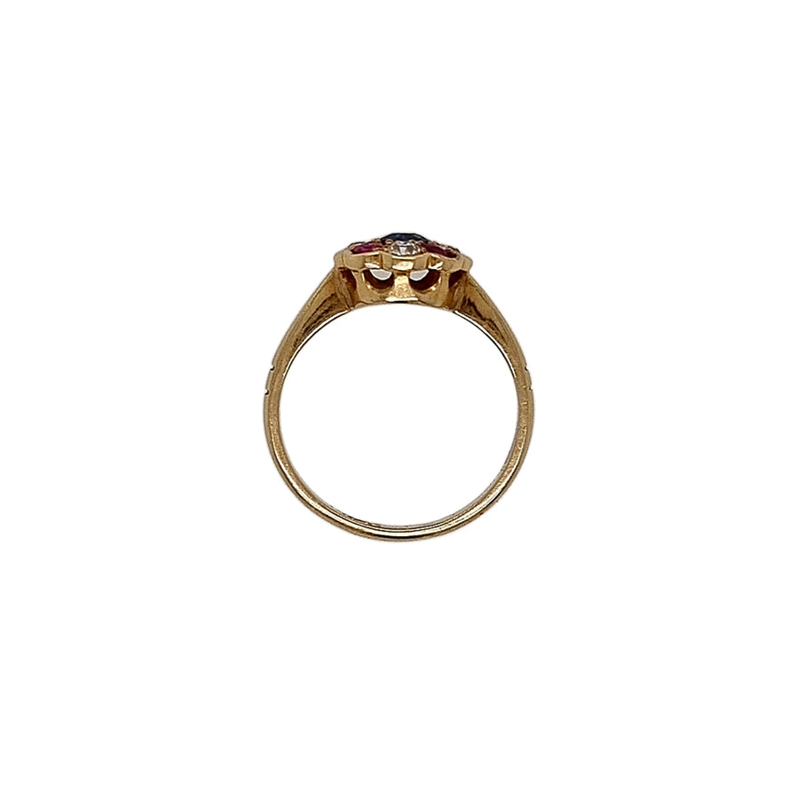 Ruby, Sapphire & Diamond Floral Ring