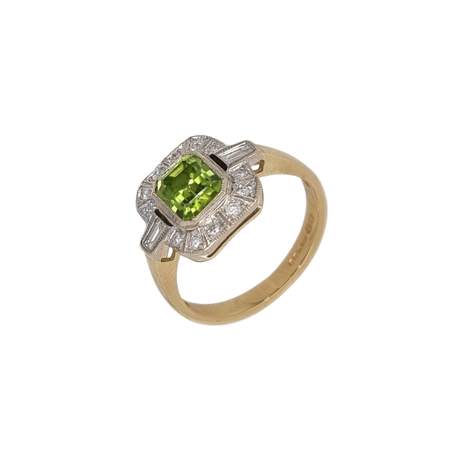 Peridot & Diamond Cluster Ring