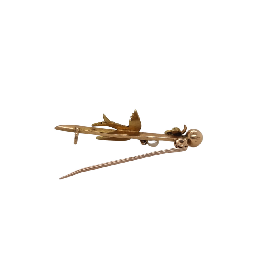 Seed Pearl Swallow Brooch