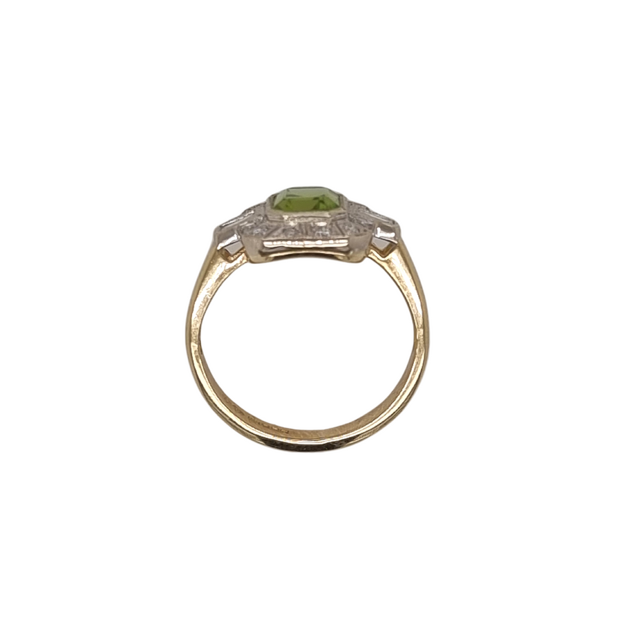 Peridot & Diamond Cluster Ring