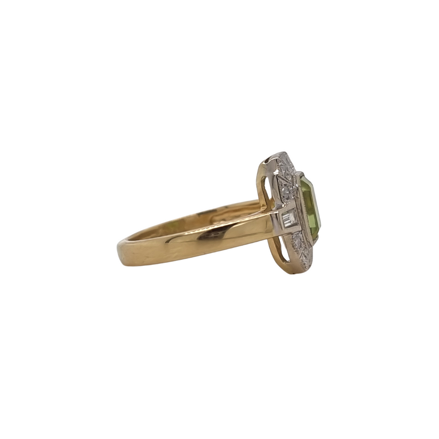 Peridot & Diamond Cluster Ring