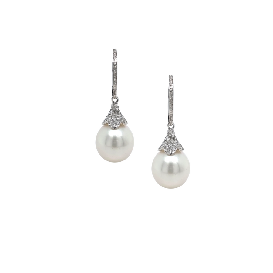 Diamond & Pearl Drop Earrings