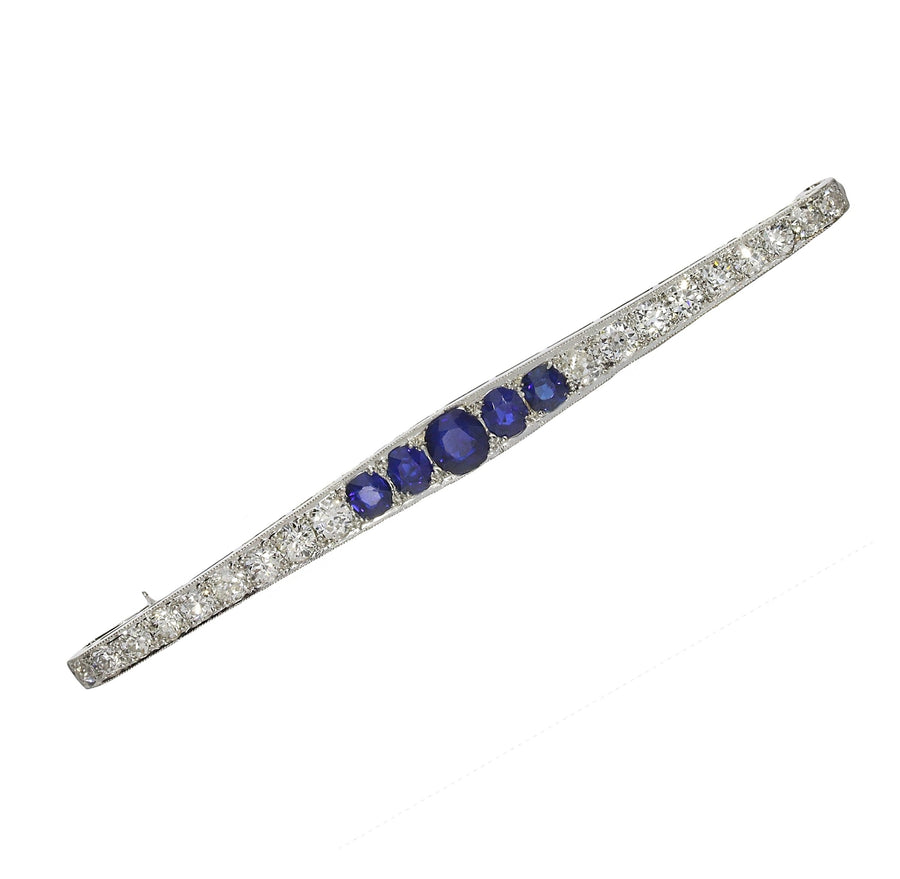 1940s Sapphire & Diamond Bar Brooch